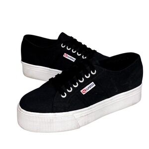 SUPERGA black‎ white Avorio Cotu canvas platform sneaker size 40 US 9 2740 2790